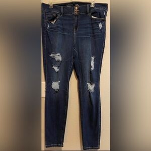 Torrid Women's Medium Wash Super Soft Distressed Jeggings Jeans